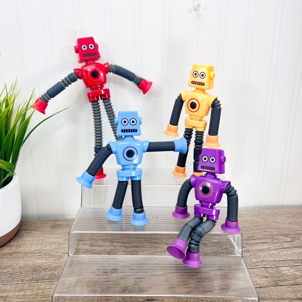 Sensory Travel Toys‎ Kids Toddlers Autism Pop Tube Robot Suction Cup 4Pcs